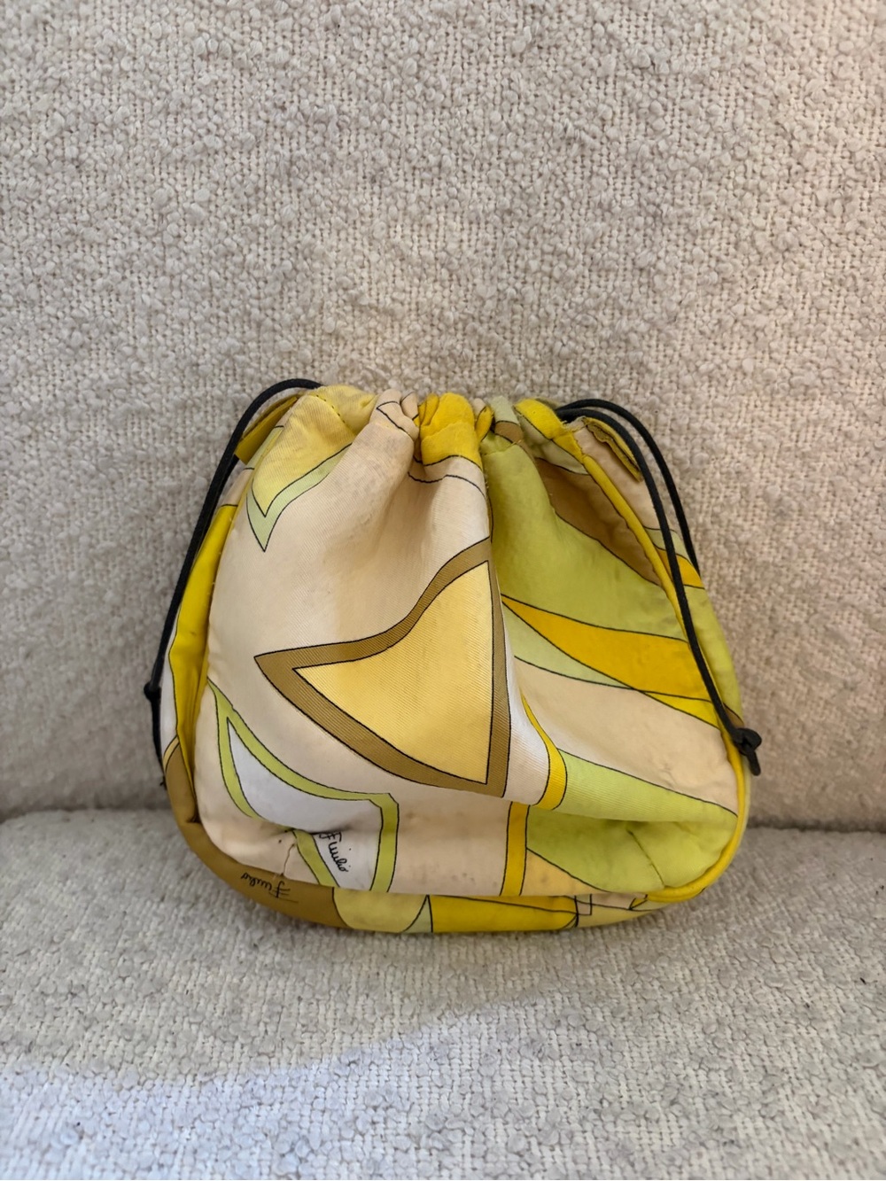 Emilio Pucci Yellow Graphic Drawstring Mini Pouch